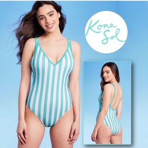 KONA SOL™ Turquoise V-Neck High Leg One Piece Swimsuit  🐬  NEW!!!